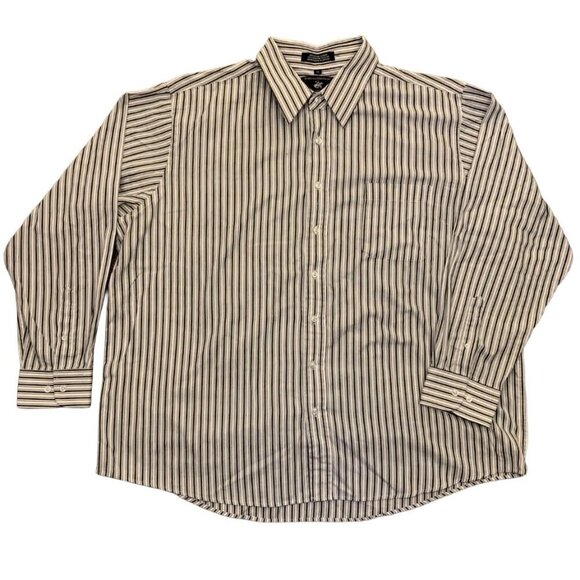 Beverly Hills Polo Club Women's Button Up Shirt Plus Size 2X Gray Striped GUC - Picture 1 of 10
